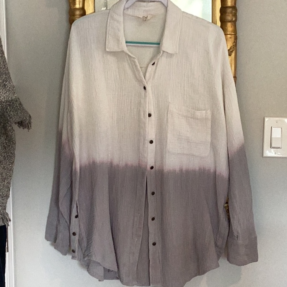 Easel long sleeve buttondown long sleeve gauze shirt